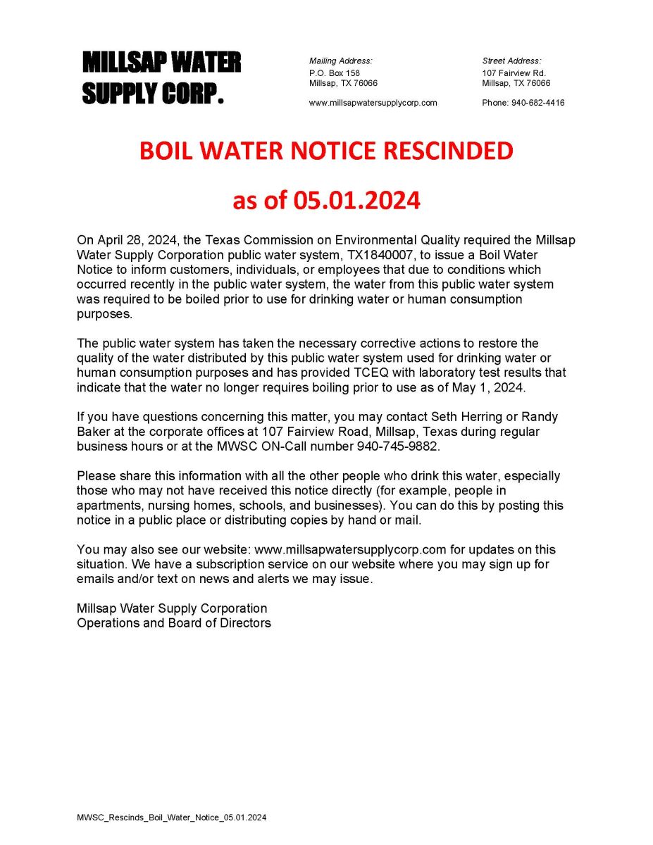 Rescind Boil Water Notice